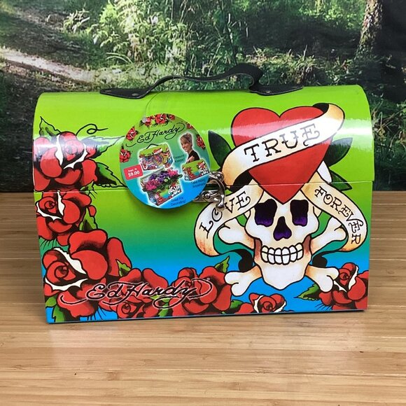 Ed Hardy x Lisa Frank Storage Chest Cardboard "lunchbox" NEW - Picture 1 of 16